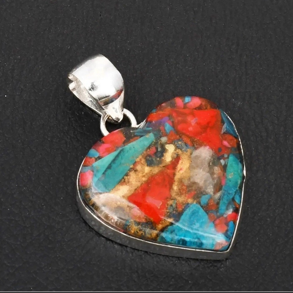 925 Stainless Steel oyster cooper turquoise necklace womens jewelry - Picture 4 of 9